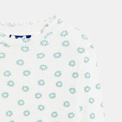 تيشيرت مطبوع مضلع أبيض للبنات